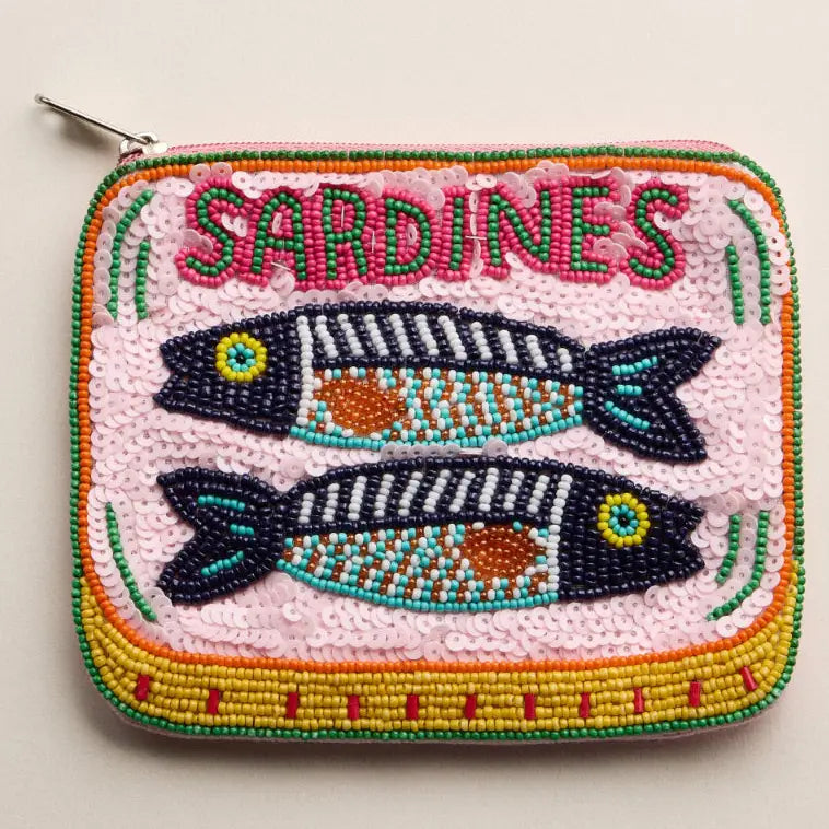 Beaded Sardine Tin Zip Pouch
