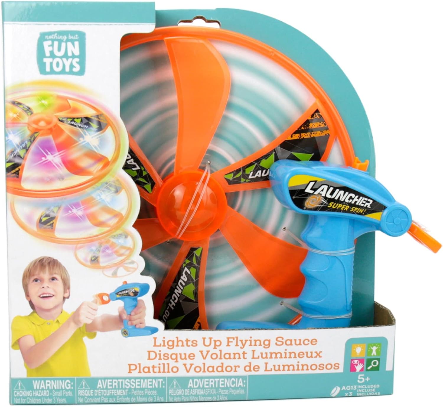Nothing But Fun Toys Light Up LED Flying Saucer Launcher