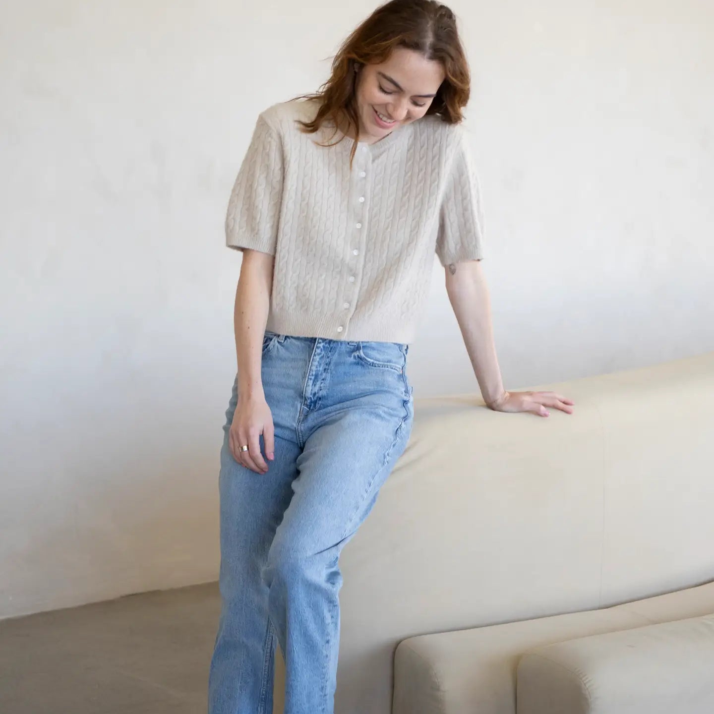 Sawyer Cable Knit Short Sleeve Cardigan