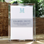Light blue and green monogrammed M note stack with acrylic holder containing 65 sheets of smooth cover paper