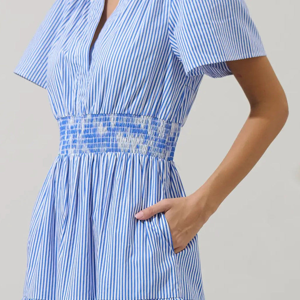 Shera Striped Palmer Poplin Tiered Maxi