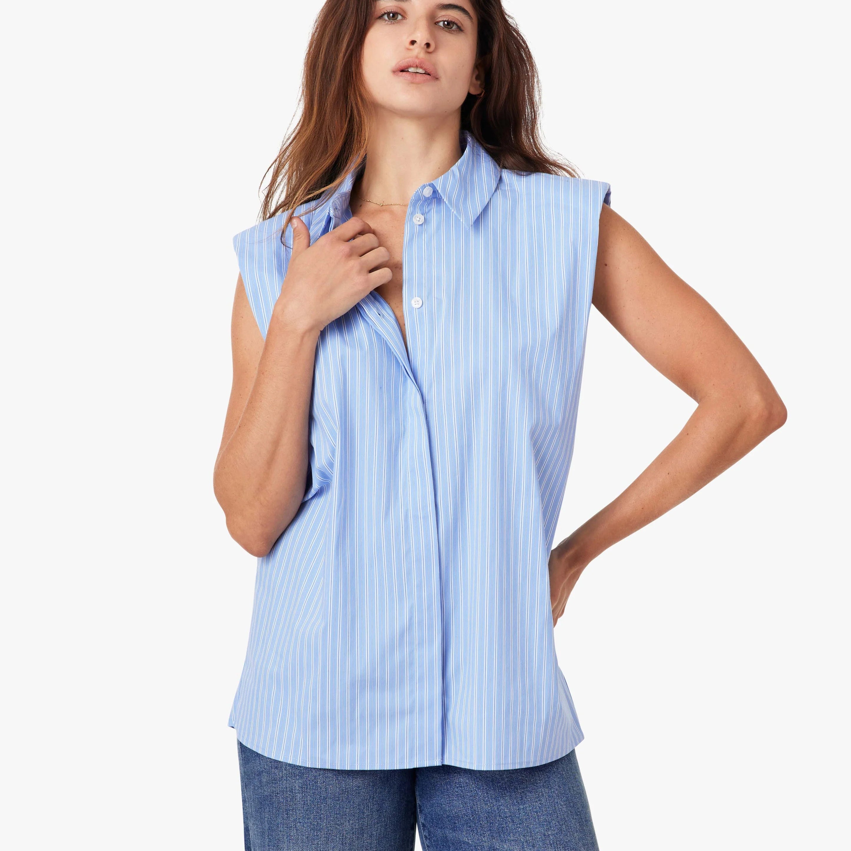 Sleeveless Shoulder Pad Shirt