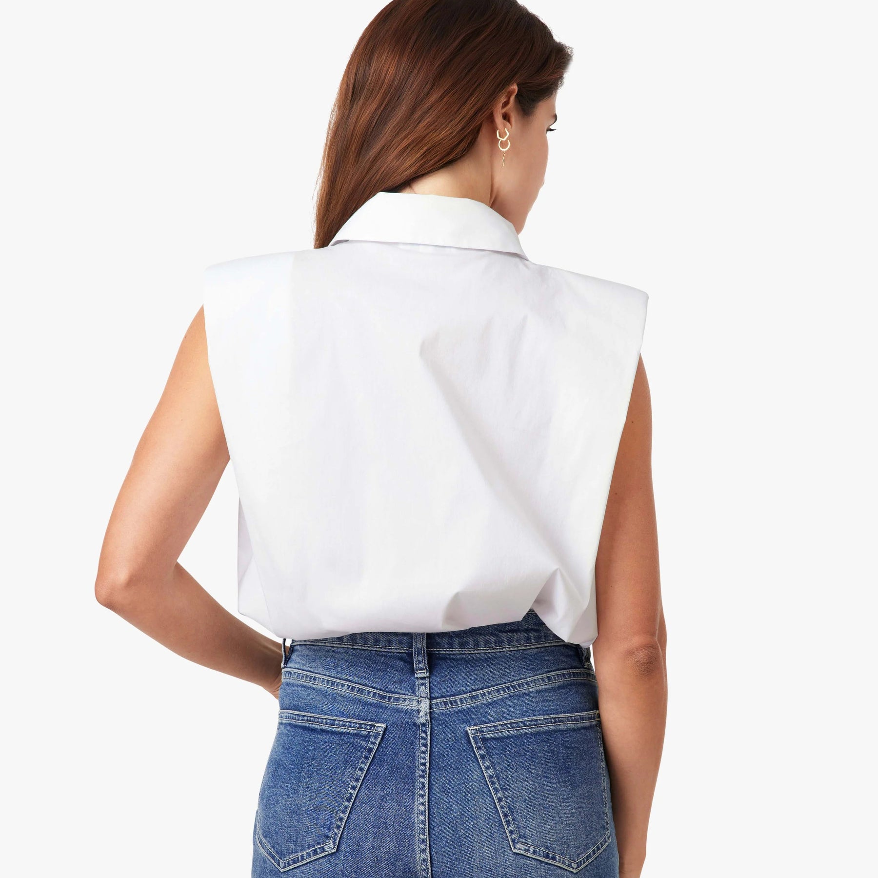 Sleeveless Shoulder Pad Shirt