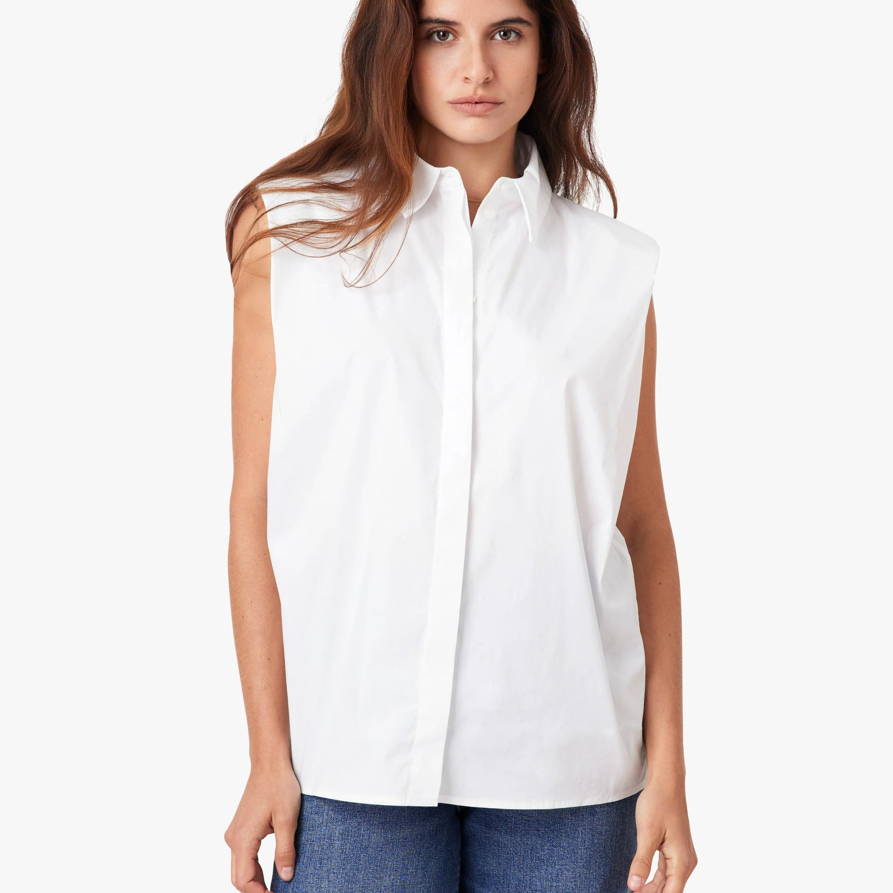 Sleeveless Shoulder Pad Shirt