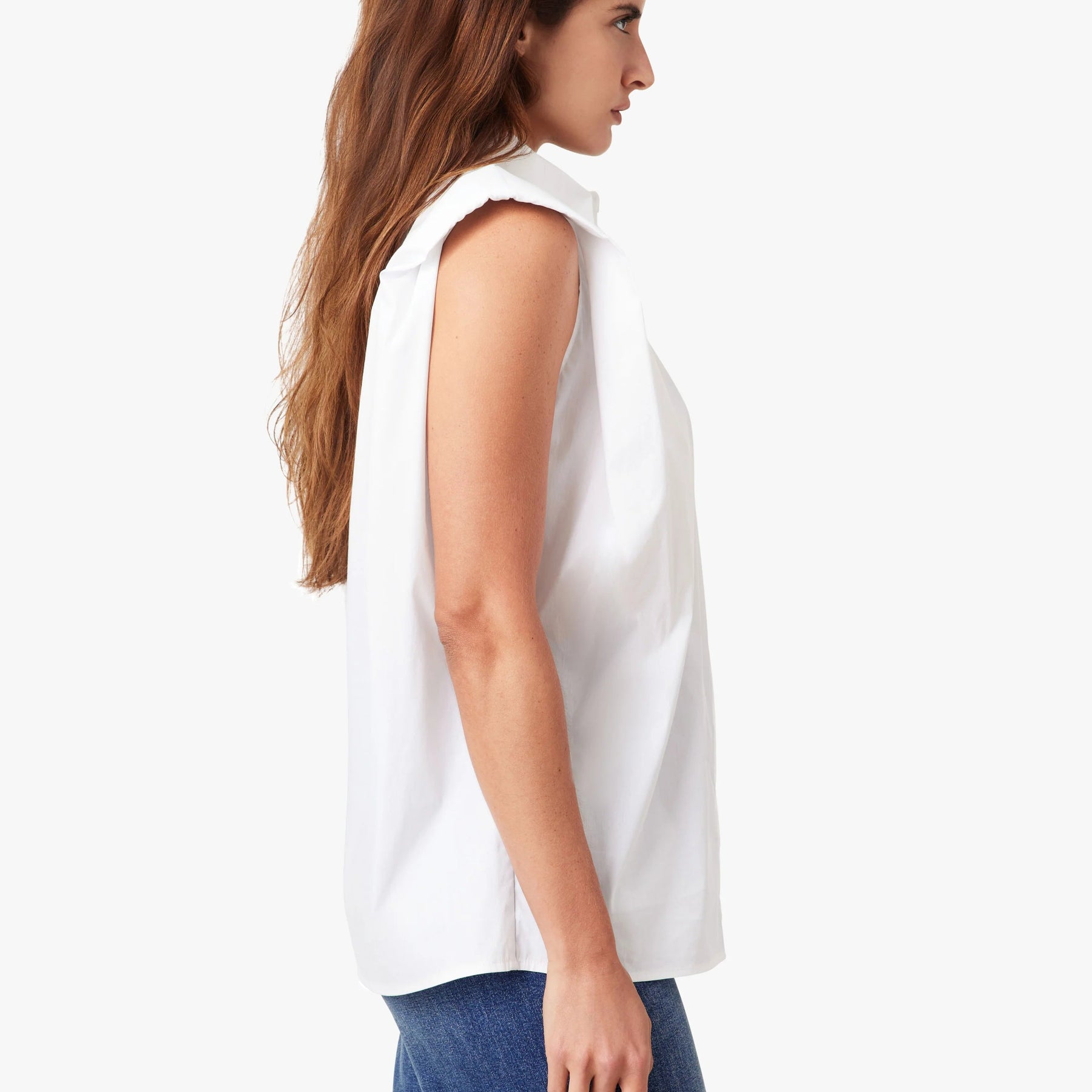 Sleeveless Shoulder Pad Shirt