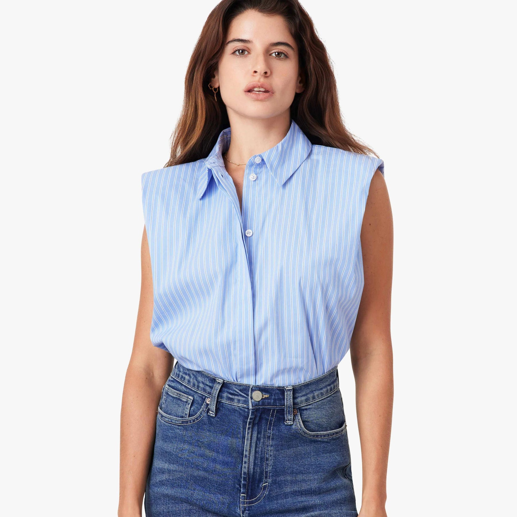 Sleeveless Shoulder Pad Shirt