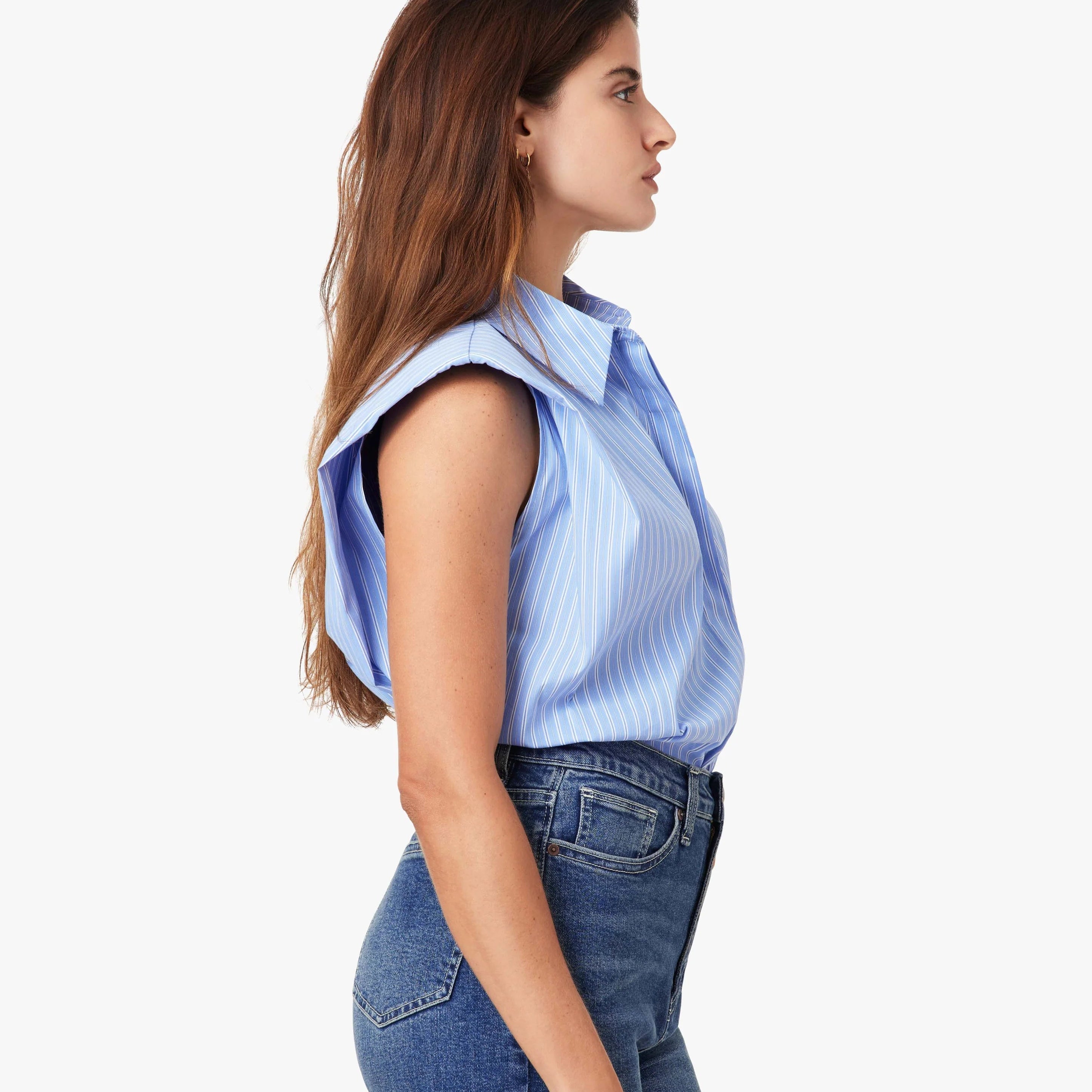 Sleeveless Shoulder Pad Shirt