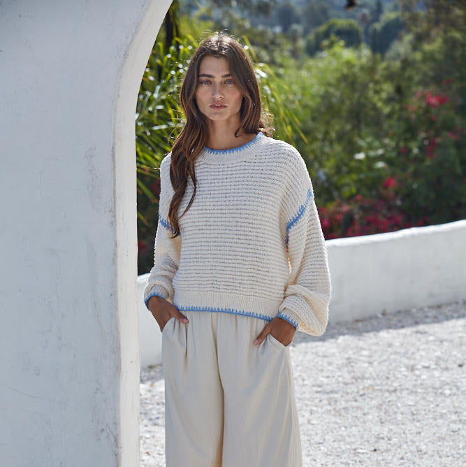 Sloane Cream & Blue Sweater