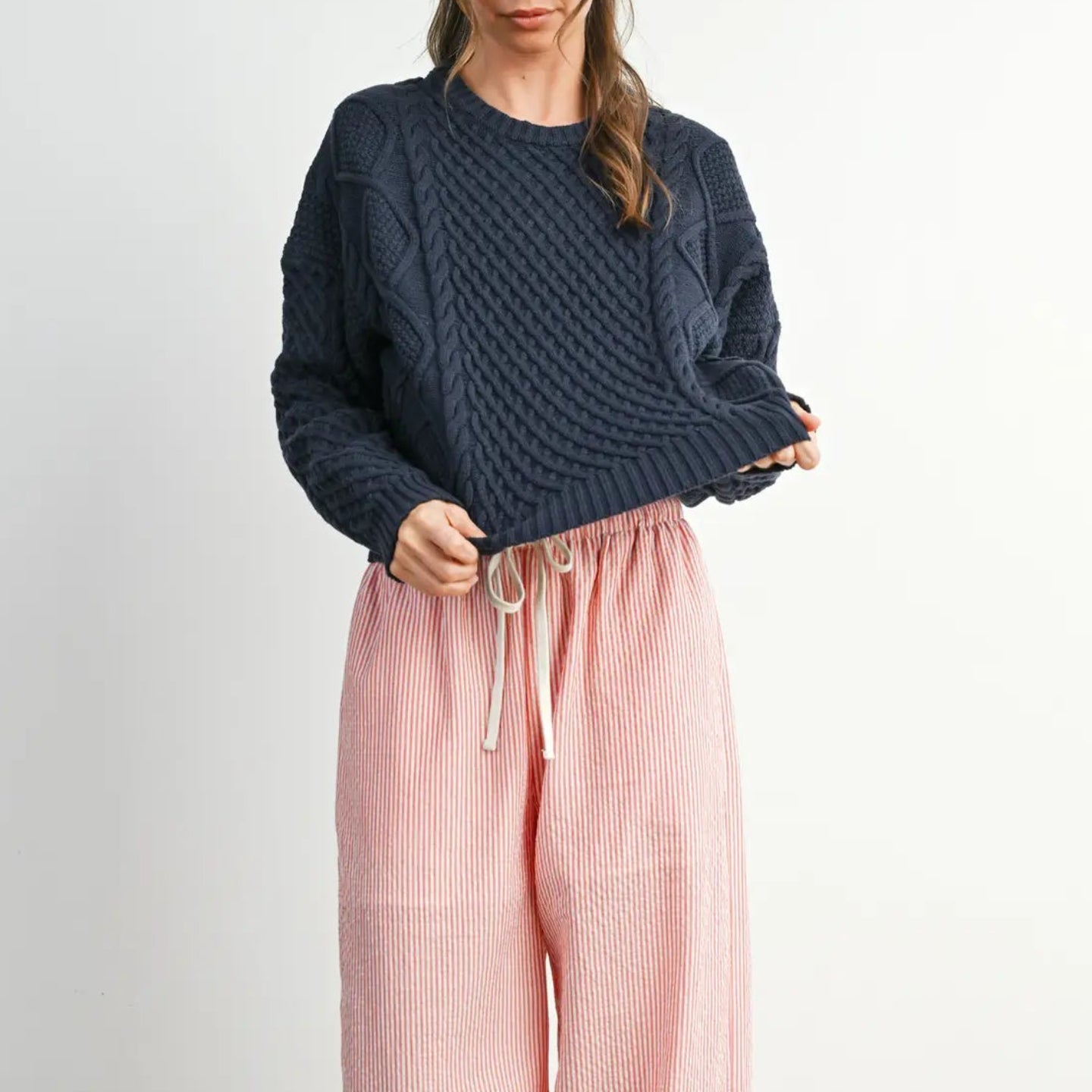 Solid Cable Knit Pullover