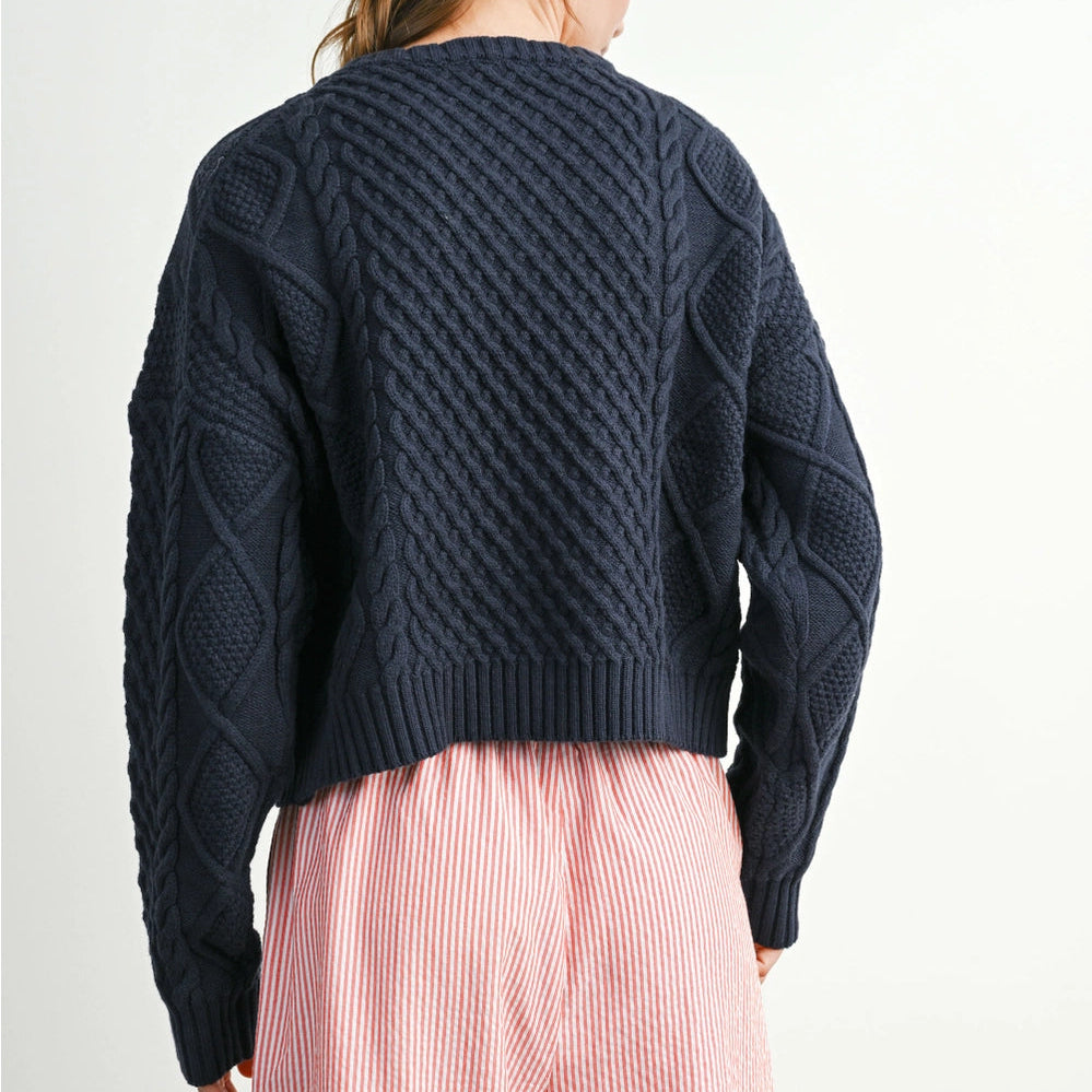 Solid Cable Knit Pullover