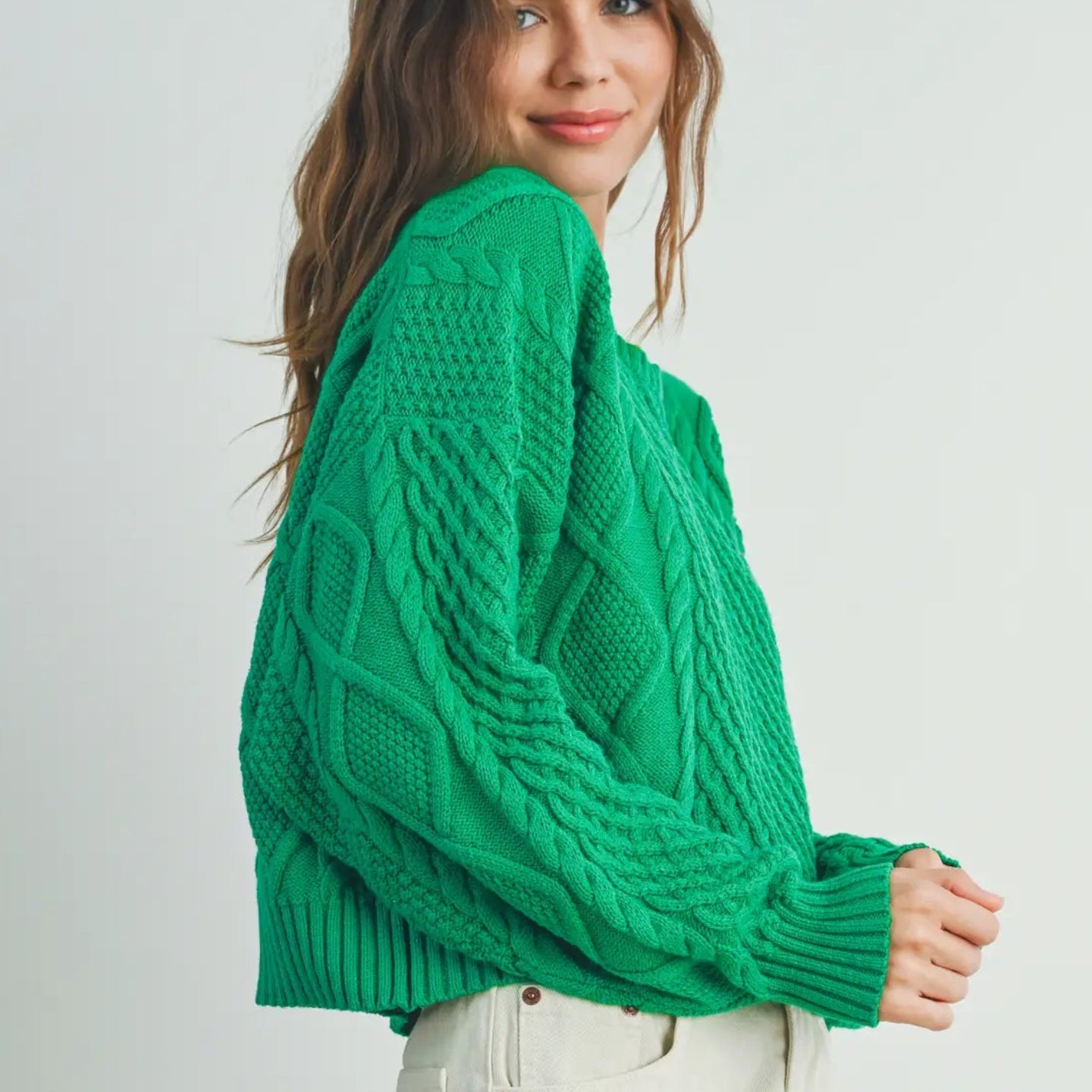 Solid Cable Knit Pullover