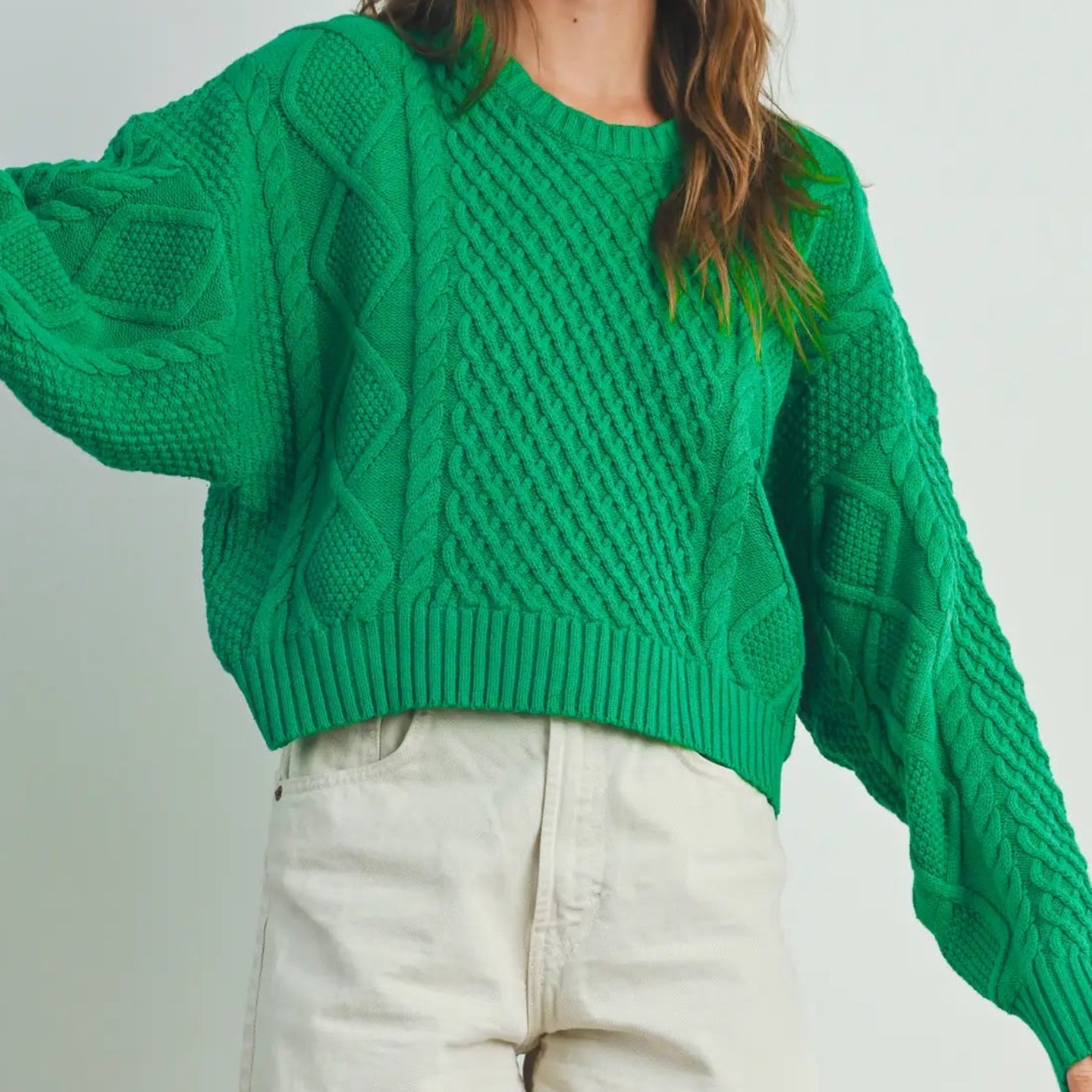 Solid Cable Knit Pullover