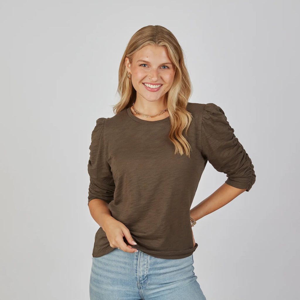 Erin Gray Sophie Ruched Elbow Length Tee