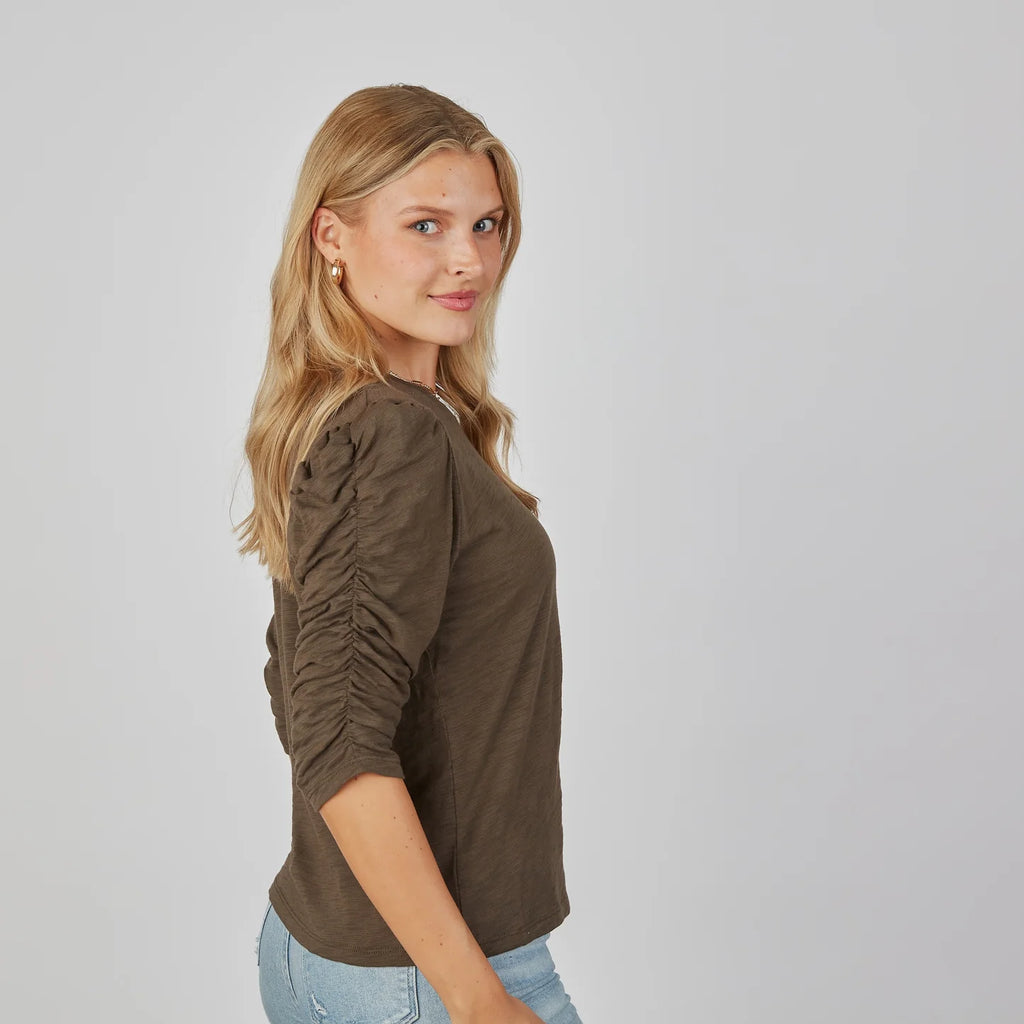Erin Gray Sophie Ruched Elbow Length Tee