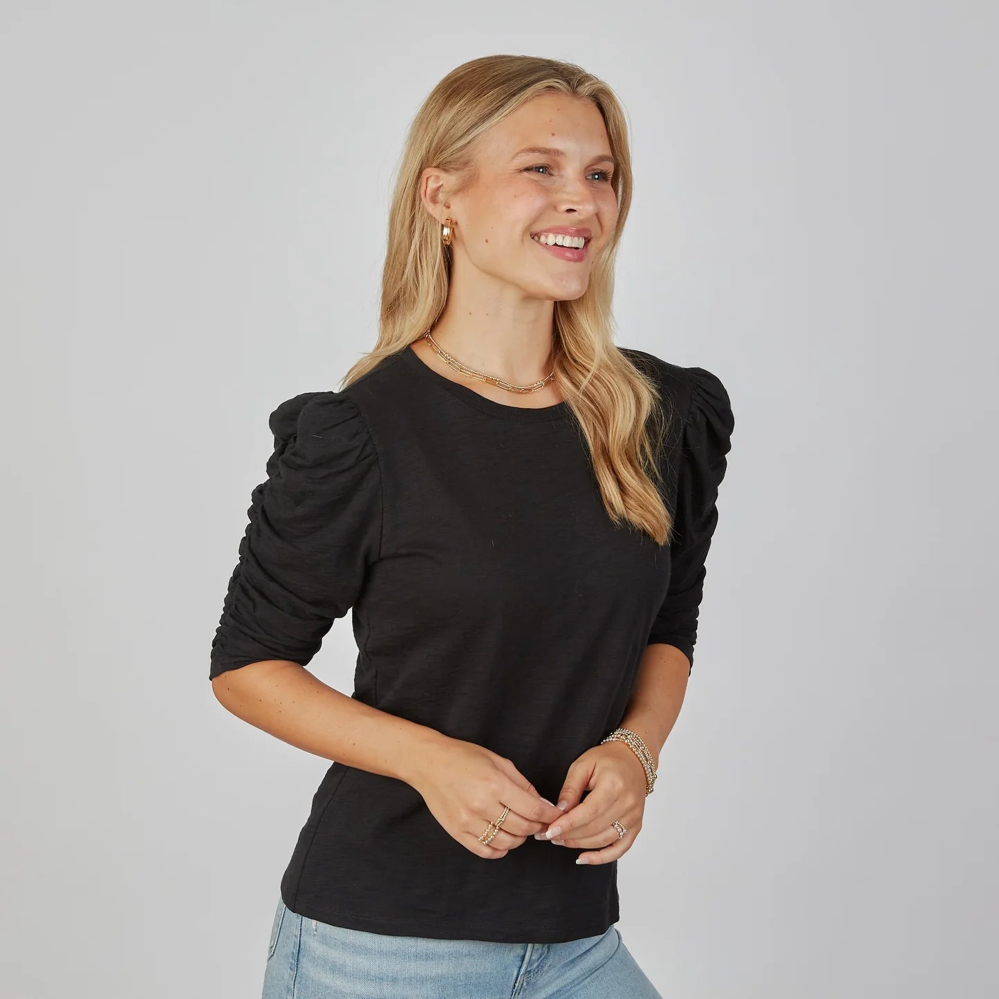 Erin Gray Sophie Ruched Elbow Length Tee
