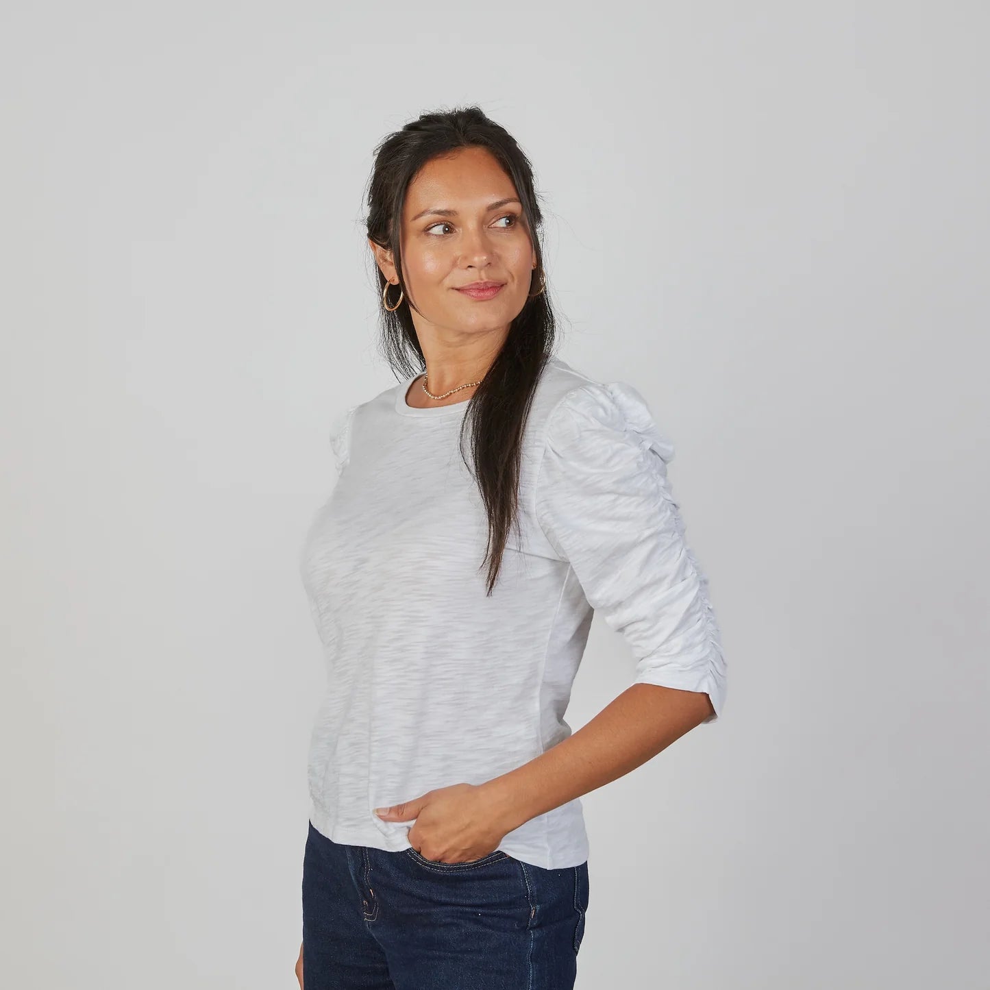 Erin Gray Sophie Ruched Elbow Length Tee