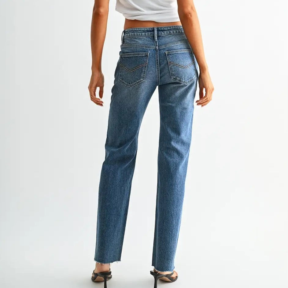 Mica Mid Rise Straight Leg Jean