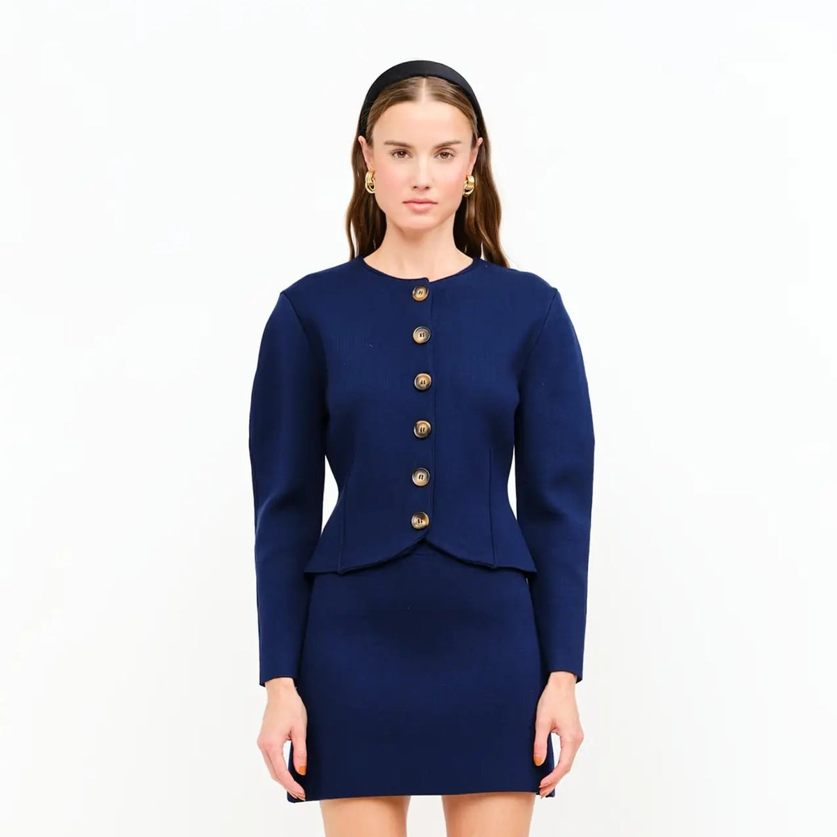 Stassi Long Sleeve Button Knit Top