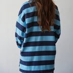 Knit Cotton Striped Collared Rugby Top