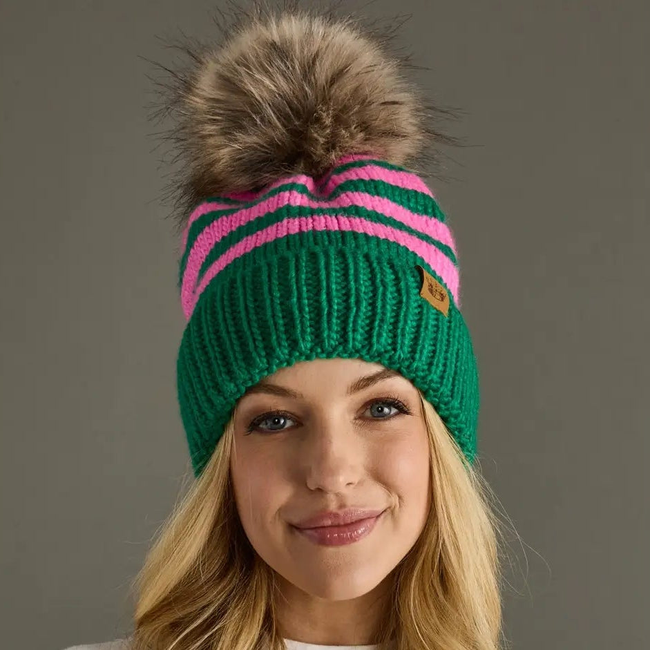 Striped Pom Hat