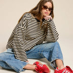 Striped Terry Oversized Long Sleeve Top