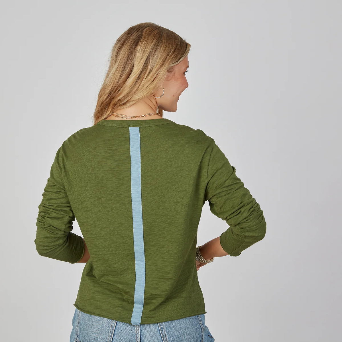 Erin Gray Relaxed Crew With Stripe