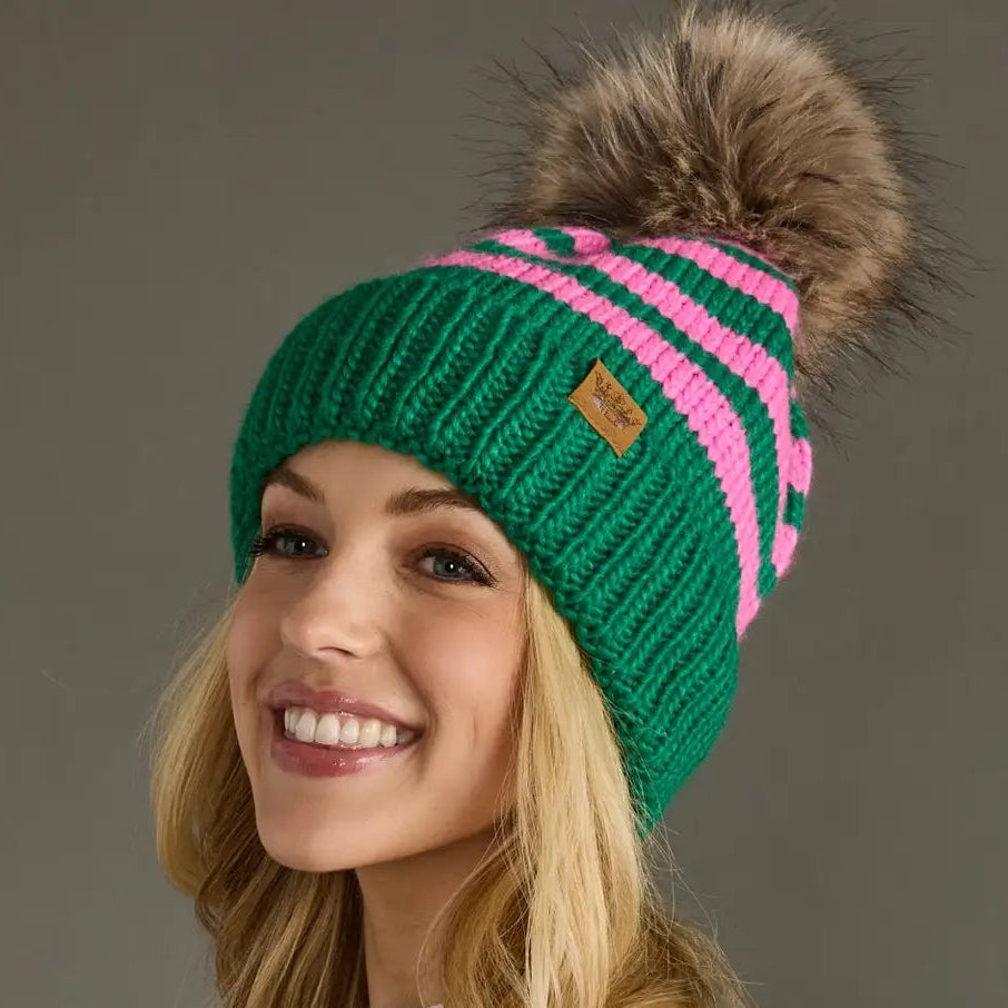 Striped Pom Hat