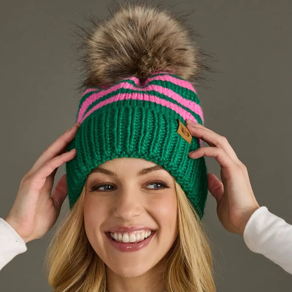 Striped Pom Hat