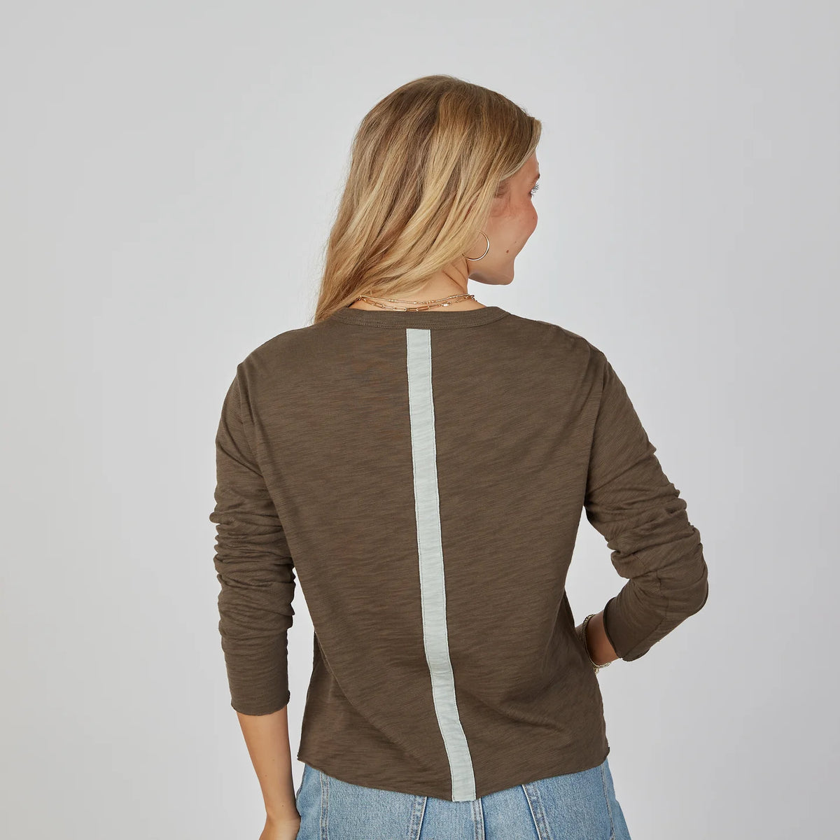 Erin Gray Relaxed Crew With Stripe