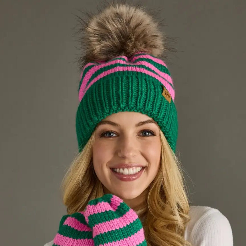 Striped Pom Hat