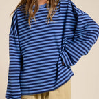 Striped Terry Oversized Long Sleeve Top