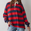 Knit Cotton Striped Collared Rugby Top