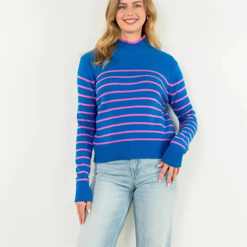 Striped Cashmere Blend Knit Sweater