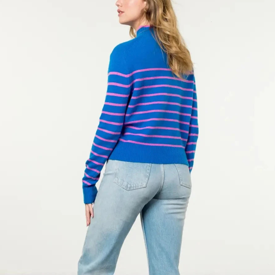 Striped Cashmere Blend Knit Sweater