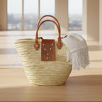 Studded Straw French Basket