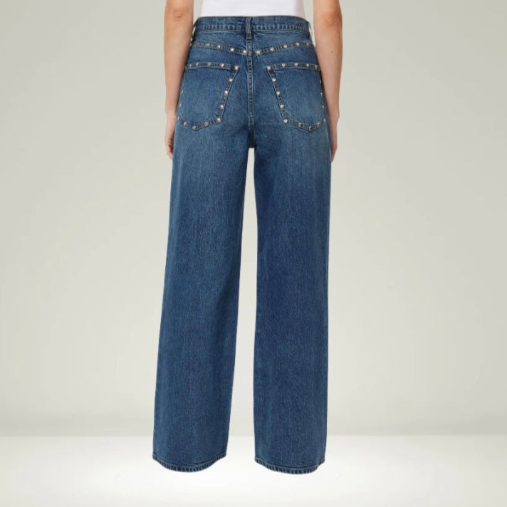 Habitual Gemma Wide Leg Studded Slouch Jeans