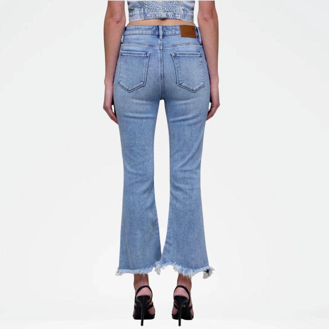 Hidden Happi High Wist Super Fray Crop Flare Jeans