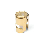 Timmy Champagne Stopper in polished gold brass with engraved cross design on top
