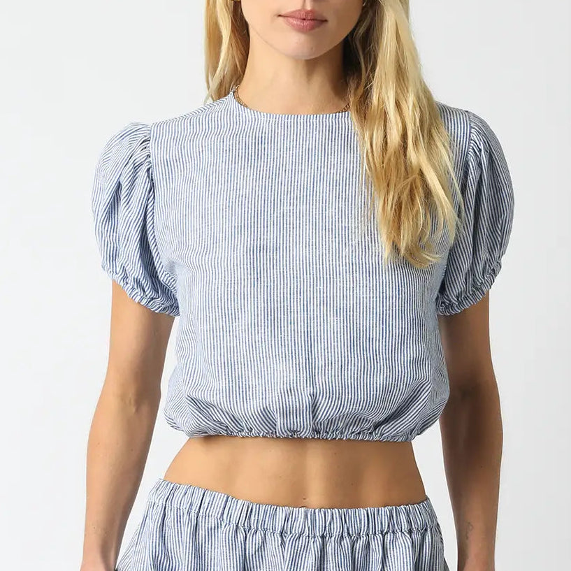 Aleah Cropped Linen Top
