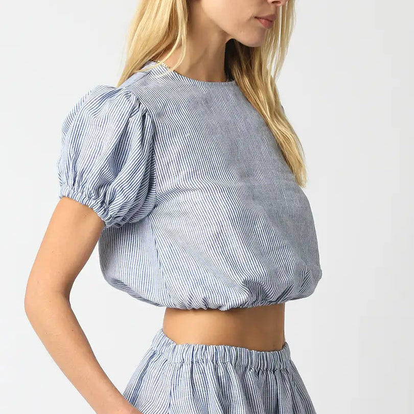 Aleah Cropped Linen Top