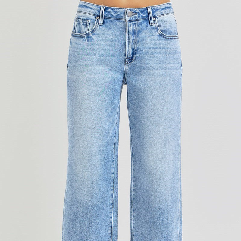 Risen High Rise Ankle Barrel Turn Up Cuffed Jeans