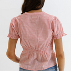 Tuxedo Pinstripe Ruffle Top