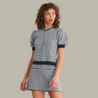 Tweed Like Puff Sleeve Henley
