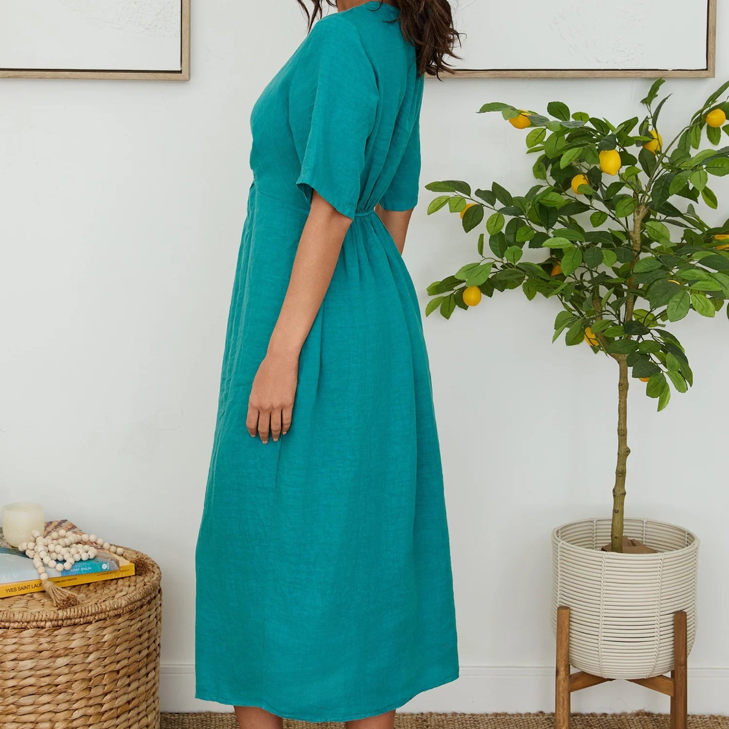 Linen Twist Front Sleeveless Maxi Dress Secondary image