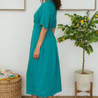 Linen Twist Front Sleeveless Maxi Dress