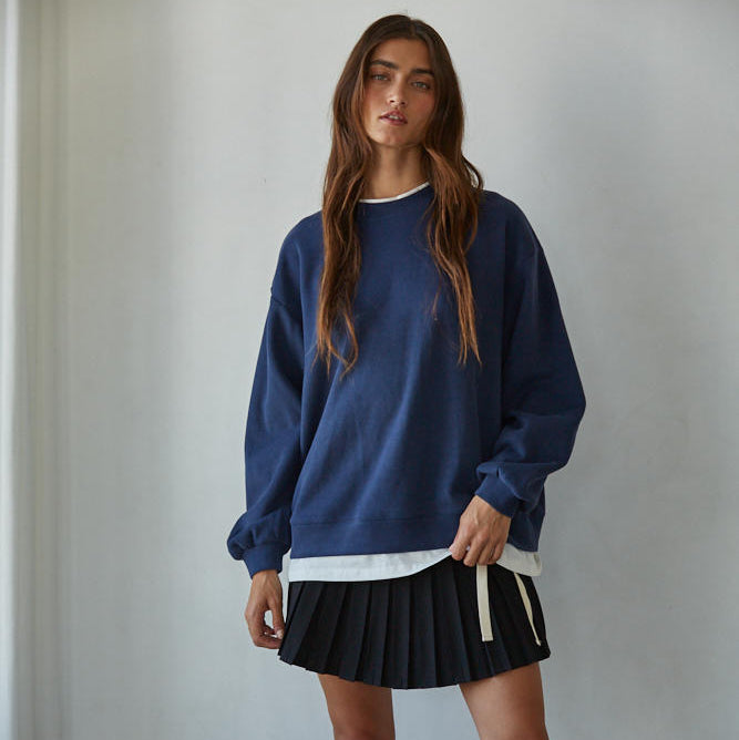 Always On Crew Twofer Pullover Knit