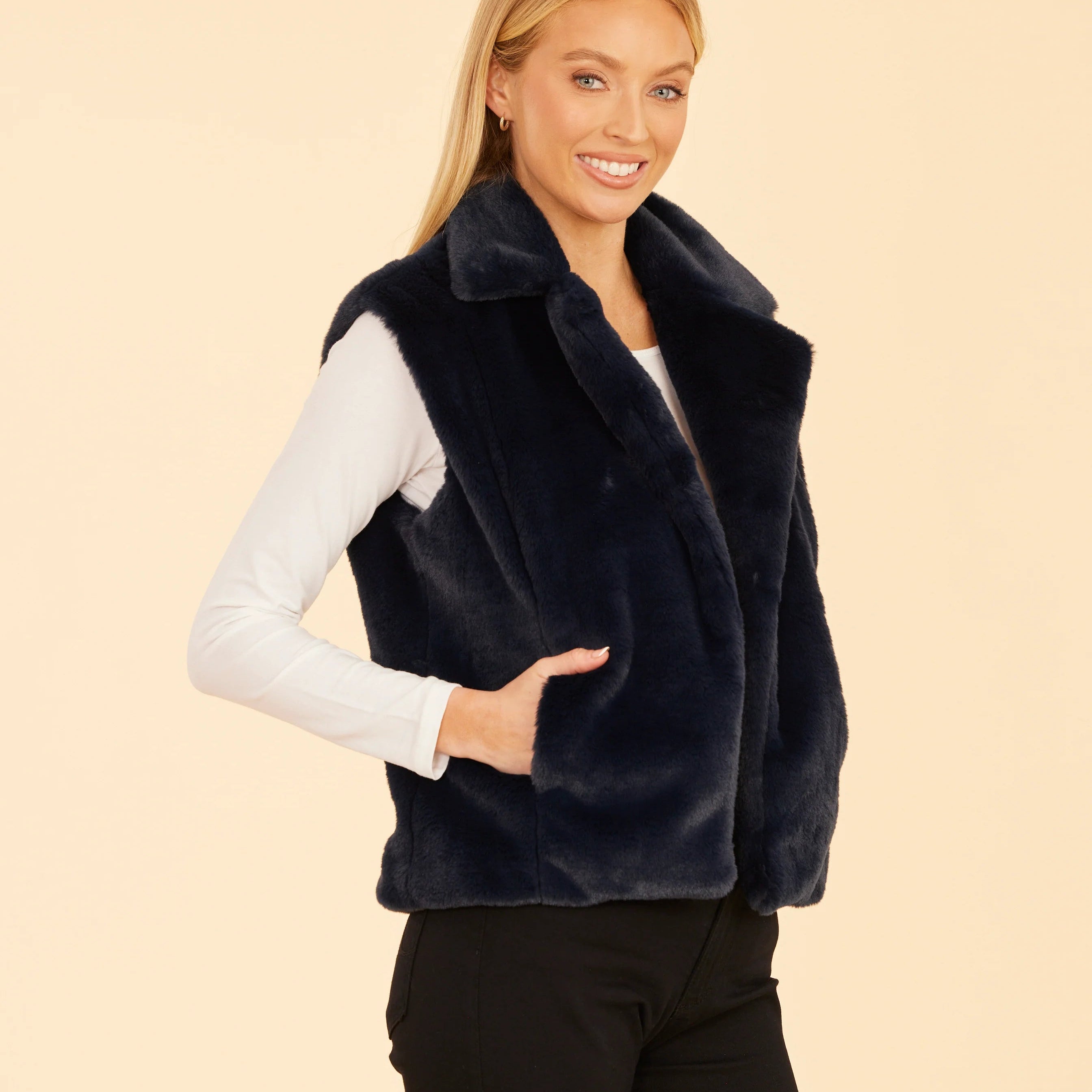 Plush Notch Collar Vest