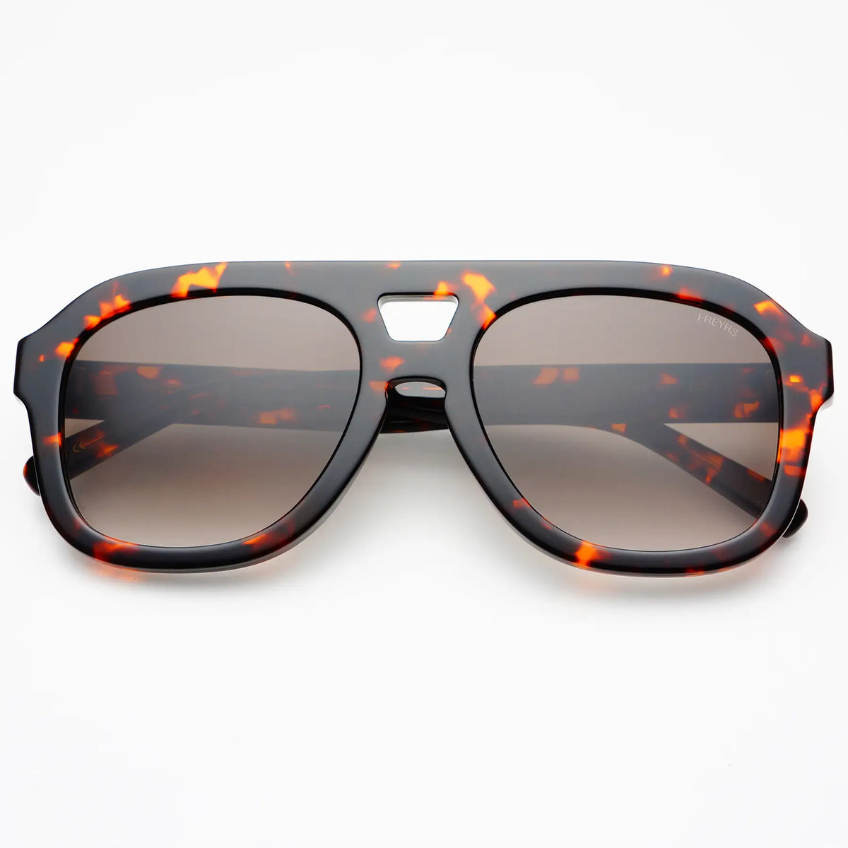 Tortoise sunglasses against a white background. 