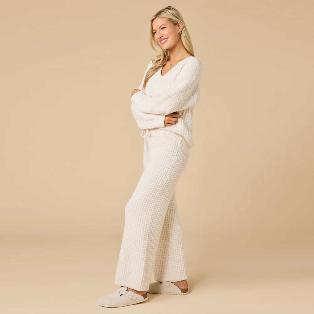 Softies Waffle Marshmallow V-Neck Luxe Lounge Set