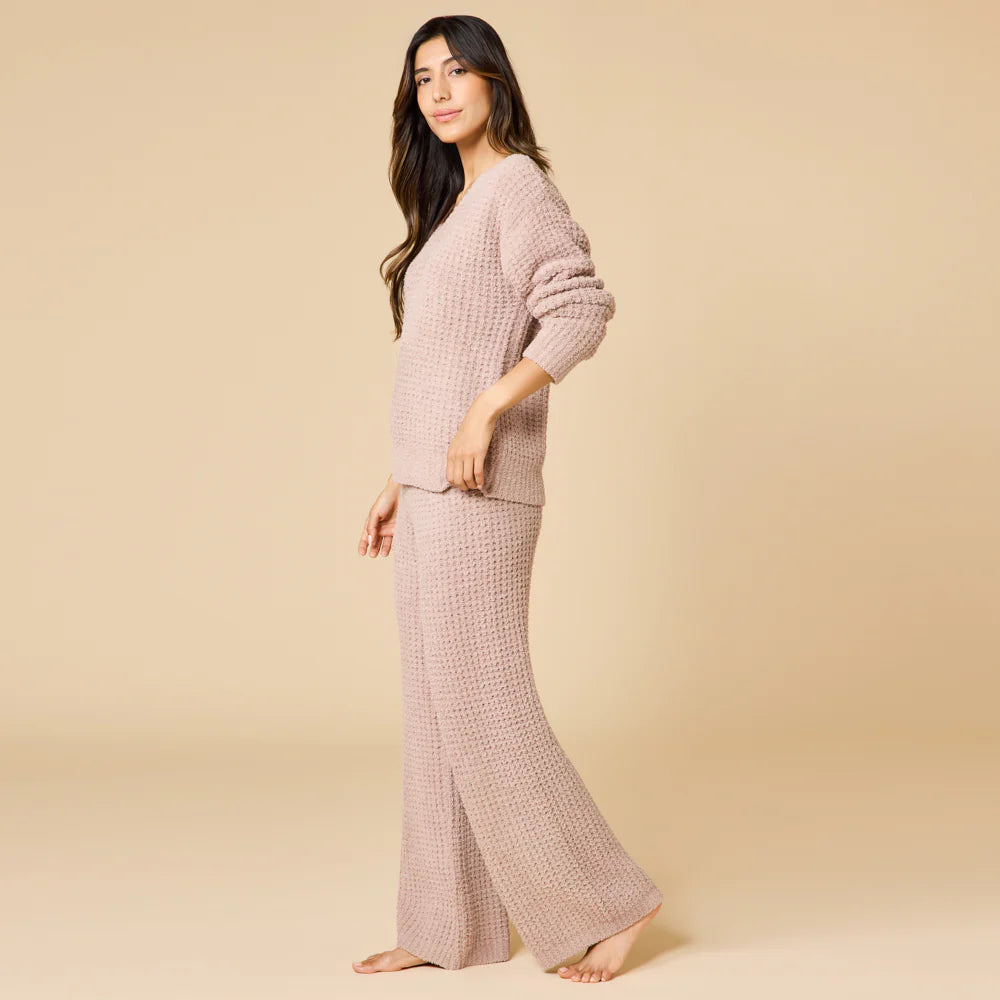 Softies Waffle Marshmallow V-Neck Luxe Lounge Set